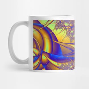 Blue and Gold Fractal Pattern Mug